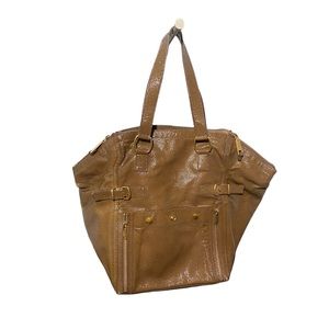 Yves Saint Laurent YSL Yellow Downtown Patent Leather Tote Bag